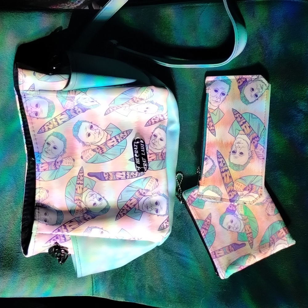 Michael Myers Halloween pastel Handmade Purse , wallet , and makeup bag HORROR